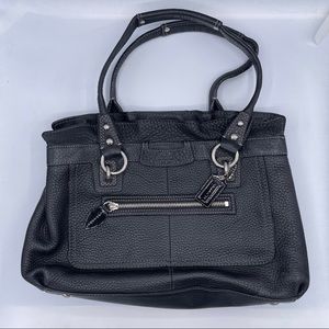Coach Designer Black & Silver Hand Zip Purse Bag